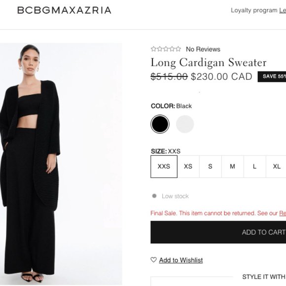 Brand New Long Women's BCBGMaxazria Black Cardigan Sweater - Picture 9 of 9